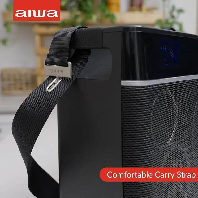 Alt view image 6 of 7 - Aiwa Exos-10 Portable Bluetooth Speaker, 200W RMS Power, 6.5 Subwoofer, Deep Bass, Party Sync, Backlit Display, FM/BT/USB/AUX, Remote Control, Carry Strap, Bluetooth V5.0