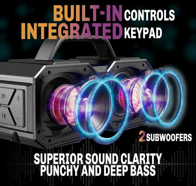 Alt view image 6 of 6 - SANTANA BY CARLOS SANTANA Europa Bluetooth Speaker, Shock Portable Bluetooth Speaker, 40W Portable Outdoor & Wireless Speaker - Black