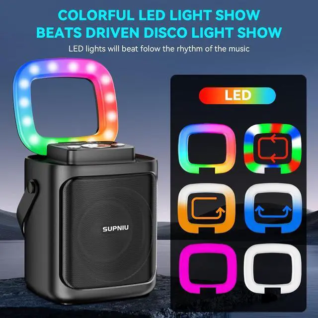 Alt view image 3 of 7 - 30W Portable Bluetooth Speaker Wireless with Loud Crystal Clear Stereo Sound - TWS Pairing & 24H Playtime with Led Lights | Small Party Speakers for Indoor/Outdoor, Travel, Gathering