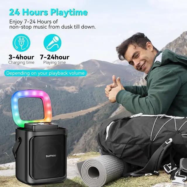 Alt view image 5 of 7 - 30W Portable Bluetooth Speaker Wireless with Loud Crystal Clear Stereo Sound - TWS Pairing & 24H Playtime with Led Lights | Small Party Speakers for Indoor/Outdoor, Travel, Gathering