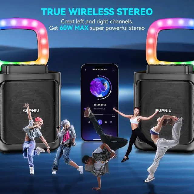 Alt view image 4 of 7 - 30W Portable Bluetooth Speaker Wireless with Loud Crystal Clear Stereo Sound - TWS Pairing & 24H Playtime with Led Lights | Small Party Speakers for Indoor/Outdoor, Travel, Gathering