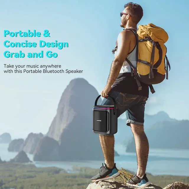 Alt view image 6 of 7 - 30W Portable Bluetooth Speaker Wireless with Loud Crystal Clear Stereo Sound - TWS Pairing & 24H Playtime with Led Lights | Small Party Speakers for Indoor/Outdoor, Travel, Gathering