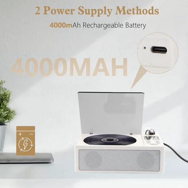 Alt view image 2 of 7 - CD Player Portable, Desktop CD Players for Home with Rechargeable Battery, Dual Speakers, Support Opt/USB/TF Card/AUX/FM with Remote Control, LCD Display, 3.5mm Headphone Jack White