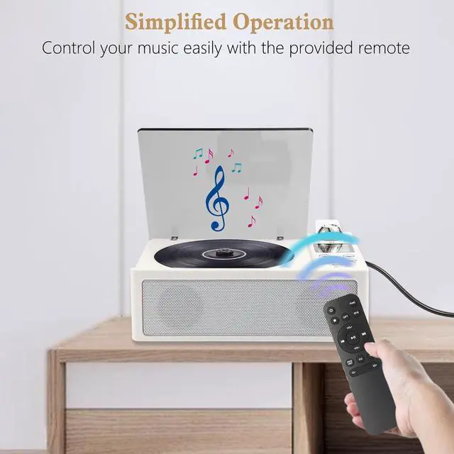 Alt view image 3 of 7 - CD Player Portable, Desktop CD Players for Home with Rechargeable Battery, Dual Speakers, Support Opt/USB/TF Card/AUX/FM with Remote Control, LCD Display, 3.5mm Headphone Jack White