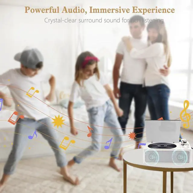 Alt view image 7 of 7 - CD Player Portable, Desktop CD Players for Home with Rechargeable Battery, Dual Speakers, Support Opt/USB/TF Card/AUX/FM with Remote Control, LCD Display, 3.5mm Headphone Jack White