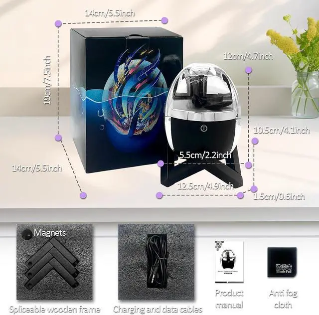 Alt view image 5 of 7 - Dancing Ferrofluid Bluetooth Speaker 5.0 - Magnetic Fluid Music Visualizer, 360° Stereo Sound, Touch Control, Multi-Color LED Desk Decor, for dad/Husband