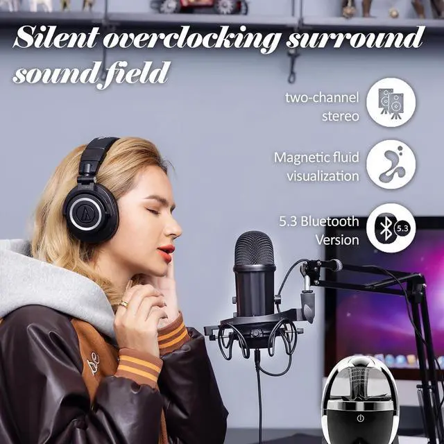 Alt view image 6 of 7 - Dancing Ferrofluid Bluetooth Speaker 5.0 - Magnetic Fluid Music Visualizer, 360° Stereo Sound, Touch Control, Multi-Color LED Desk Decor, for dad/Husband