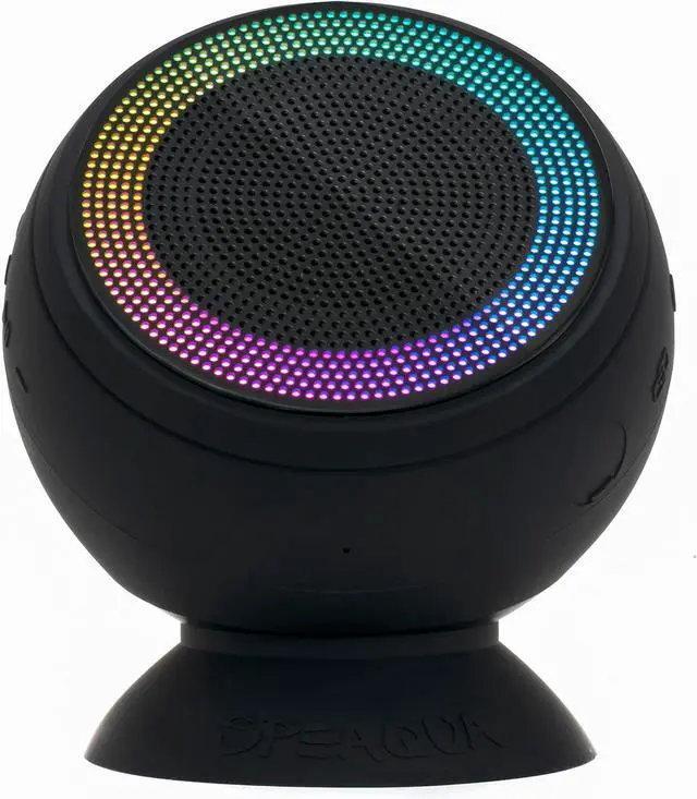 Main image of Speaqua  Barnacle X Portable Bluetooth Speakers Waterproof (IP68) with Built in Internal Storage (2,000 Songs), RGB Smart Lighting, Party Pairing, Floatable, Dual EQ Enhanced Audio - Manta Ray Black