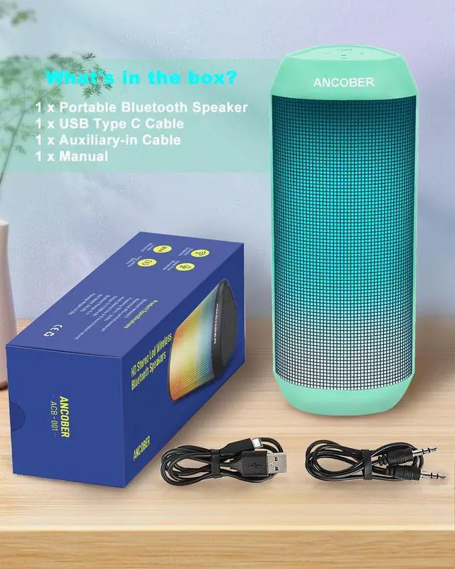 Alt view image 7 of 7 - Bluetooth Speaker, Portable Wireless Speakers 15W Loud Sound with Cool Multi LED Lights Dynamic Modes, IPX4 Waterproof, BT5.3, TWS Surround Pairing, Lightweight for Party Outdoor Home Camping Gift