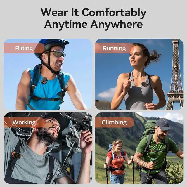 Alt view image 5 of 7 - Oraolo Clip-On Portable Speaker Wearable Speaker Bluetooth 5.4, Mini Speakers for Hands-Free Calls, Built-in Mic, Stereo Sound, IPX6 Water Resistance, 12H Playtime, Wireless Speakers for Outdoor