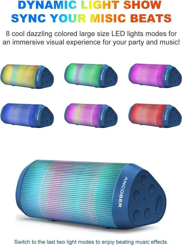 Alt view image 4 of 7 - Portable Bluetooth Speaker with Lights, Loud HD Sound, Wireless V5.3, IPX4 Waterproof, TWS Pairing, for Outdoor Home Party, Birthday