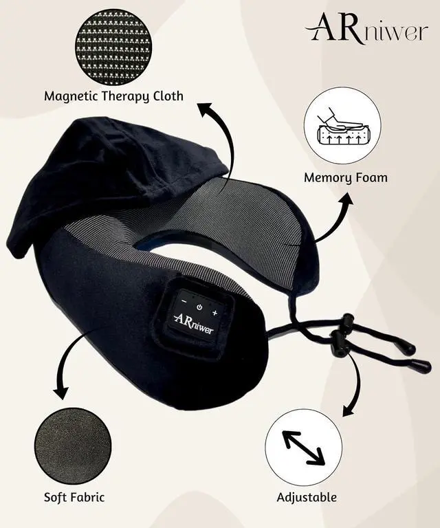Alt view image 6 of 6 - Bluetooth Music Semicircular Neck Pillow with Hood Wireless Bluetooth Speaker Suitable Airplane,Car,Office,and Outdoor Camping for Sleeping, Resting The Best Travel Essentials. (Pink)
