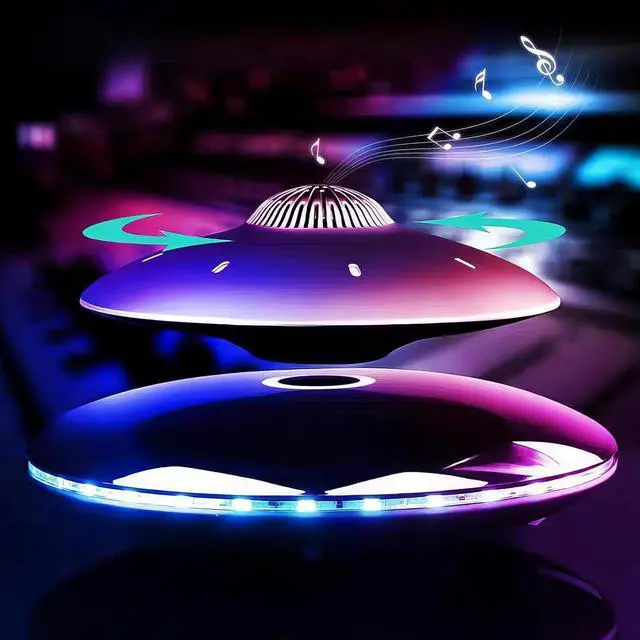 Alt view image 4 of 7 - Levitating Bluetooth Speaker, Wireless Floating Speaker Bluetooth 4.0, Magnetic Levitating Speaker with LED Flash Lights & 360° Rotation for Home, Office Creative Decor, Cool Tech Gadgets