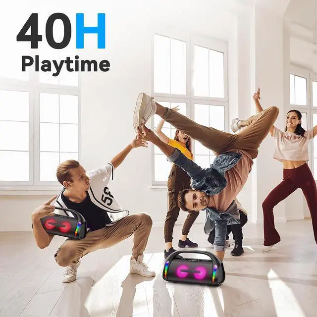 Alt view image 4 of 7 - LFS Bluetooth Speaker,100W Loud Speakers Bluetooth Wireless with Deep Bass, Portable Bluetooth Speakers Wireless with Power Bank, LED Lights,Waterproof, 30hours Playtime for Outdoor Home