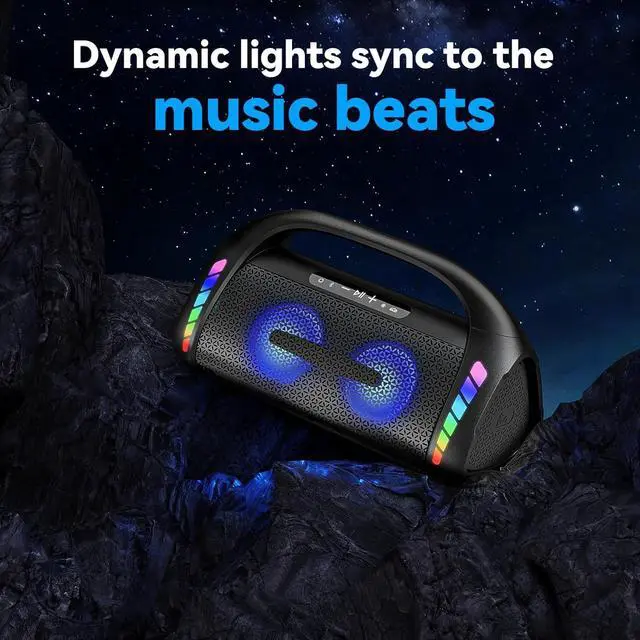 Alt view image 5 of 7 - LFS Bluetooth Speaker,100W Loud Speakers Bluetooth Wireless with Deep Bass, Portable Bluetooth Speakers Wireless with Power Bank, LED Lights,Waterproof, 30hours Playtime for Outdoor Home