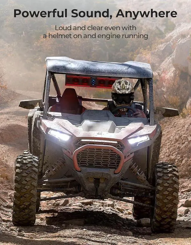 Alt view image 3 of 7 - KEMIMOTO 6-Speaker Metal UTV Sound Bar, 25-inch IP65 Waterproof Golf Cart Sound Bar, ATV Speaker Bluetooth with RGB, SxS Soundbar Compatible with Polaris RZR Can-Am w/ 1.25 in - 2 in Roll Bar