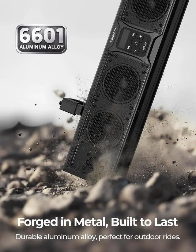 Alt view image 4 of 7 - KEMIMOTO 6-Speaker Metal UTV Sound Bar, 25-inch IP65 Waterproof Golf Cart Sound Bar, ATV Speaker Bluetooth with RGB, SxS Soundbar Compatible with Polaris RZR Can-Am w/ 1.25 in - 2 in Roll Bar
