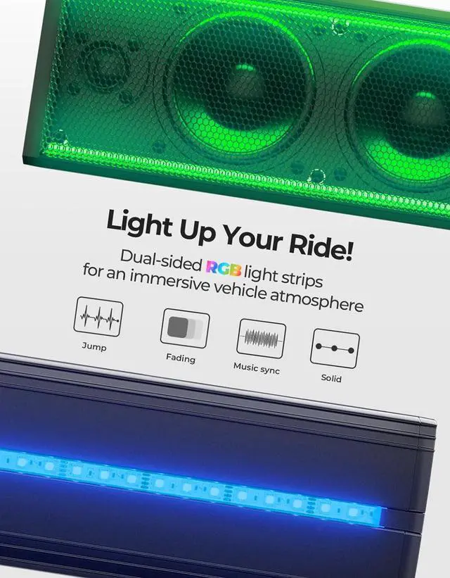 Alt view image 6 of 7 - KEMIMOTO 6-Speaker Metal UTV Sound Bar, 25-inch IP65 Waterproof Golf Cart Sound Bar, ATV Speaker Bluetooth with RGB, SxS Soundbar Compatible with Polaris RZR Can-Am w/ 1.25 in - 2 in Roll Bar