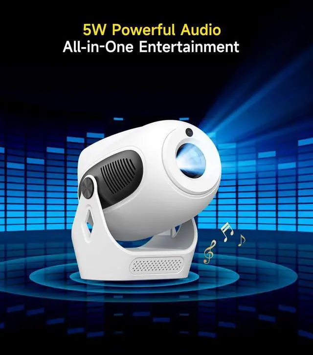 Alt view image 6 of 7 - Electric FocusProjector with WiFi 6 and Bluetooth 5.0, Mini Portable Native 720P with 4K Support, Smart Proyector Built in Android 11, Auto Vertical Keystone, Home Movie Projectors for Outdoor