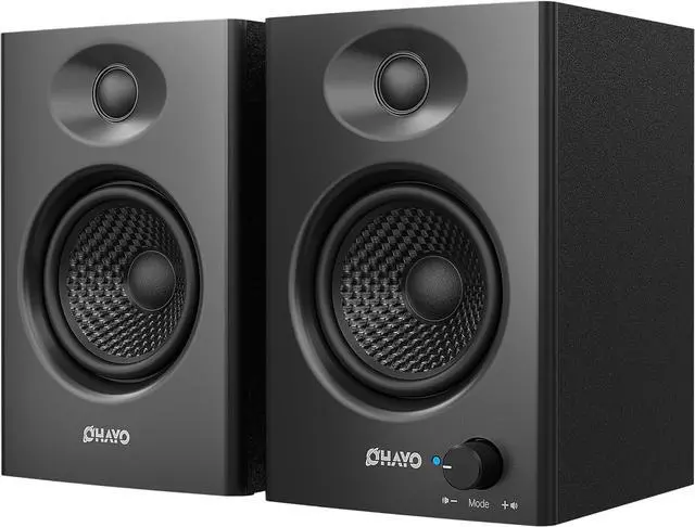 Main image of OHAYO 60W Computer Speakers for Music and Gaming, Active Bluetooth 5.3, Stereo 2.0 Speakers for Desktop PC or Laptop, 3.5mm Aux RCA Input, USB-Powered, 1 Pair, Black