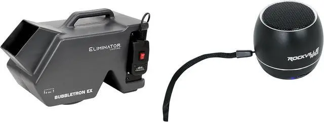 Main image of Audiosavings Bundle: Eliminator American DJ BUBBLETRON EX Bubble Machine Bundle with Rockville RPB2-BLACK Handheld Wireless Portable Bluetooth Speaker Great Sound (2 Items)