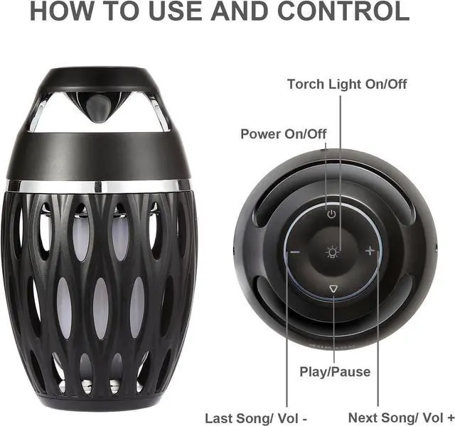Alt view image 7 of 7 - Outdoor Bluetooth Speakers, Gifts for Men Him, Tiki Torch Lantern Wireless Speakers, Birthday Gifts for Men, Cool Gadgets for Dad Mom Women, Garden Patio Decro