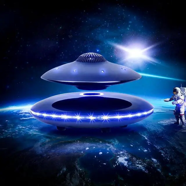 Alt view image 3 of 7 - Magnetic Levitating Bluetooth Speaker, Levitating UFO Speakers V4.0, Wireless Floating Speakers, with LED Light, 360° Rotation for Home, Office Decor, Unique Gifts, Black