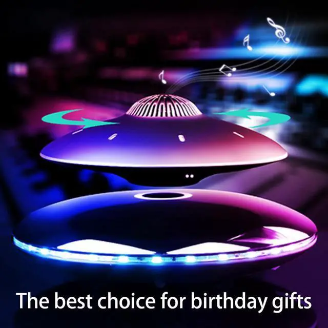 Alt view image 4 of 7 - Magnetic Levitating Bluetooth Speaker, Levitating UFO Speakers V4.0, Wireless Floating Speakers, with LED Light, 360° Rotation for Home, Office Decor, Unique Gifts, Black