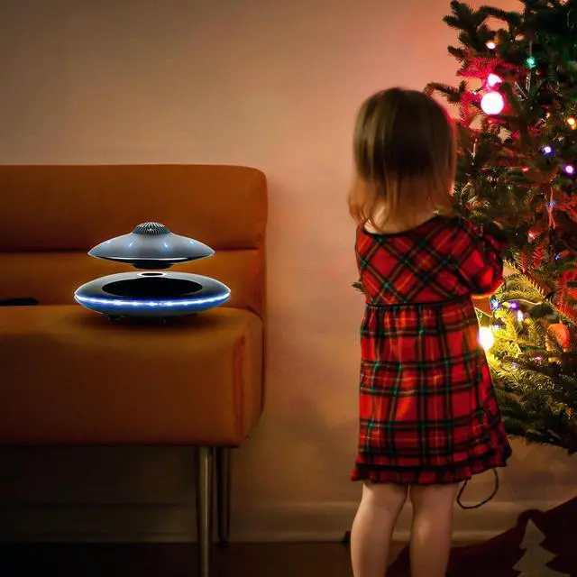 Alt view image 6 of 7 - Magnetic Levitating Bluetooth Speaker, Levitating UFO Speakers V4.0, Wireless Floating Speakers, with LED Light, 360° Rotation for Home, Office Decor, Unique Gifts, Black