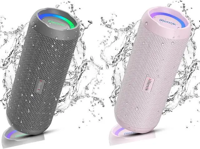 Main image of RIENOK 2 Pack Portable Bluetooth Speaker 30W Dual Pairing True Wireless Stereo HD Sound IPX7 Waterproof Outdoor Sport Shower Wireless Speaker Bluetooth 5.3 for Home Party