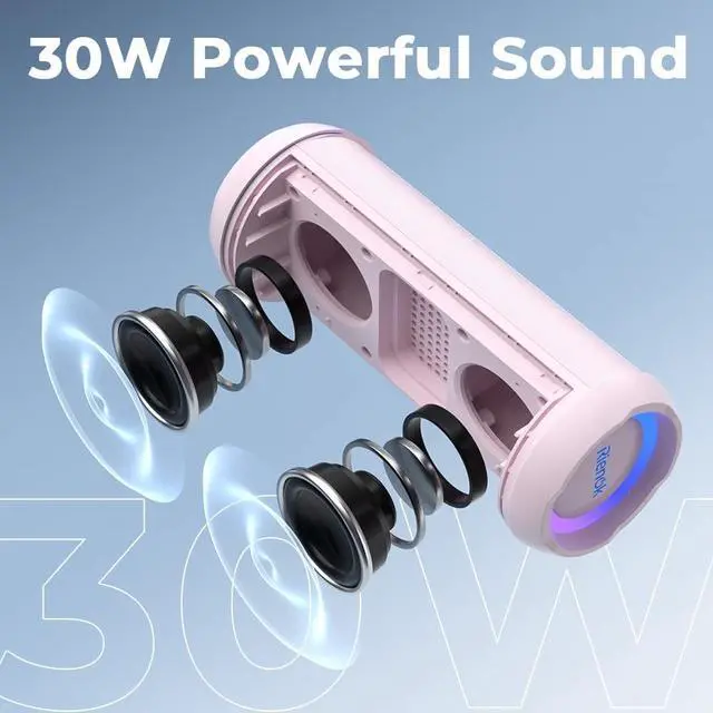 Alt view image 2 of 7 - RIENOK 2 Pack Portable Bluetooth Speaker 30W Dual Pairing True Wireless Stereo HD Sound IPX7 Waterproof Outdoor Sport Shower Wireless Speaker Bluetooth 5.3 for Home Party