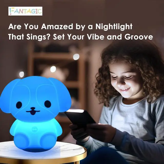 Alt view image 6 of 7 - Combined Bluetooth Speaker & Nightlight With 9 Color Emissions, Child Friendly Silicone & BPA Free, USB Recharging, Receives Audio From Computer, Phone Or Tablet, and includes Remote Control (Dog)