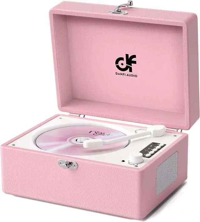 Main image of CD Player with Stereo Speakers, Wireless Bluetooth Input/Output Transmission, Rechargeable Battery, USB Retro CD Player Desktop for Home Party Decorations - Pink