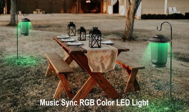 Alt view image 4 of 6 - Bluetooth Speaker with LED Lights, Wireless Loud Stereo Sound Lantern Speakers, TWS True Wireless Stereo Pairing Patio Speakers