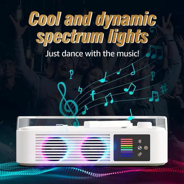 Alt view image 6 of 7 - CD Player Portable Bluetooth LED Desktop Retro CD Players for Home with Speakers Rechargeble Battery Small Compact Vintage CD Player with Bluetooth Out & Input, USB, AUX Out, Remote Control