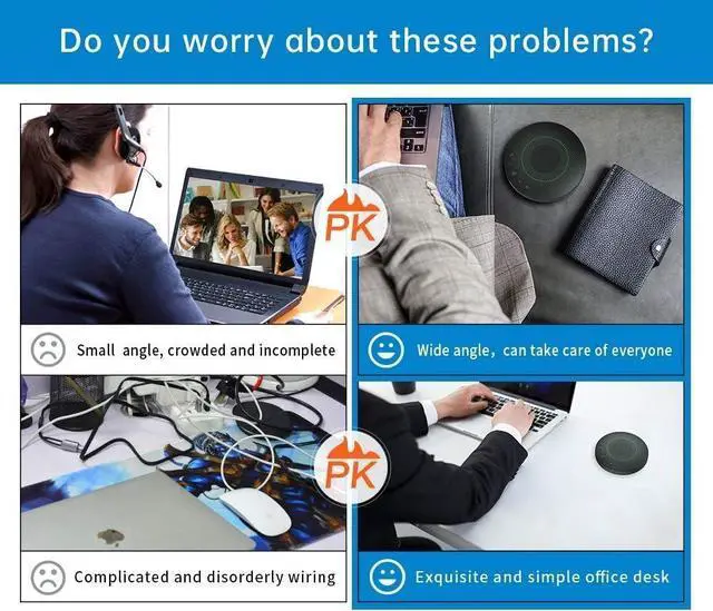 Alt view image 5 of 6 - Wireless Conference Speaker with 6 AI Noise Cancelling Microphones, 360° Voice Pickup, Bluetooth/USB Connectivity for Zoom/Teams/Skype, Plug-and-Play for Home Office, Meetings & Online Classes