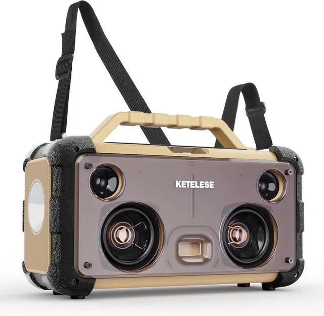 Main image of Unique CD Player with 4 Glass Diaphragms Speakers, Portable Bluetooth Speaker Powerful Sound, FM Radio/AUX Audio/24H Playtime/ 2 Huge LED Lights/TF Card Slot, for Outdoor/Backyard/Party/Gift