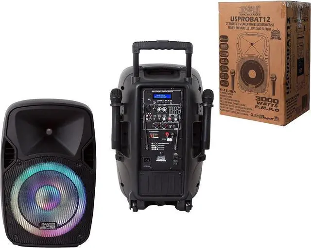Alt view image 5 of 7 - ABSOLUTE USA USPROBAT12. Portable 12" Speaker 3000 Watts PA System Wireless Mic Bluetooth