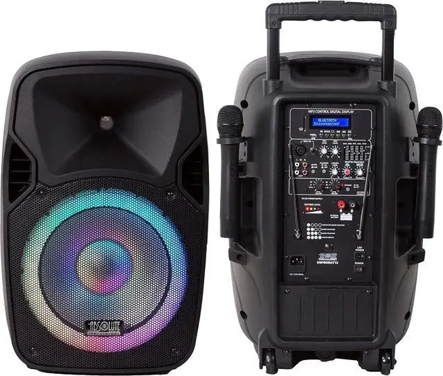 Alt view image 4 of 7 - ABSOLUTE USA USPROBAT12. Portable 12" Speaker 3000 Watts PA System Wireless Mic Bluetooth