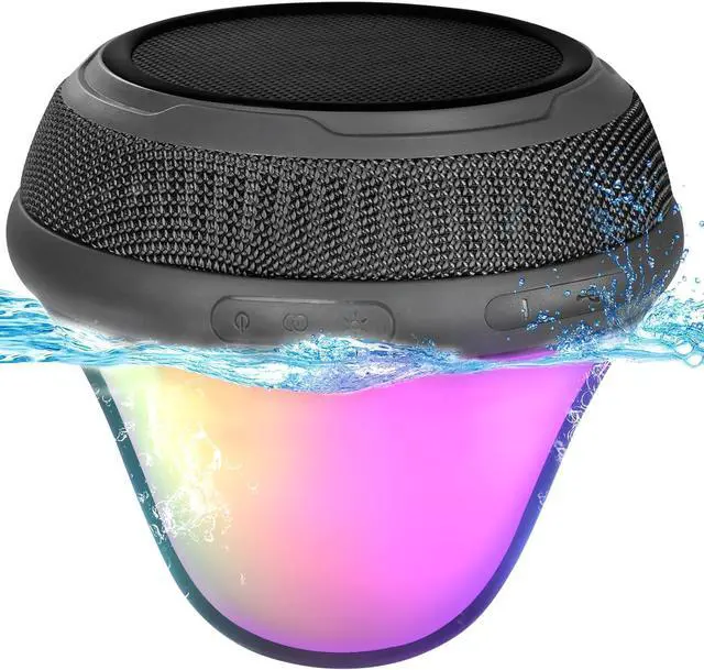 Main image of Portable Bluetooth Pool Speaker with Colorful Lights, IPX7 Waterproof Floating Hot Tub Speaker, 360° Loud Stereo Sound, TWS, Type-C/Wireless/Solar Charging, for Pool Shower Travel