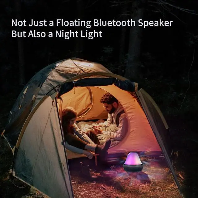 Alt view image 6 of 6 - Portable Bluetooth Pool Speaker with Colorful Lights, IPX7 Waterproof Floating Hot Tub Speaker, 360° Loud Stereo Sound, TWS, Type-C/Wireless/Solar Charging, for Pool Shower Travel