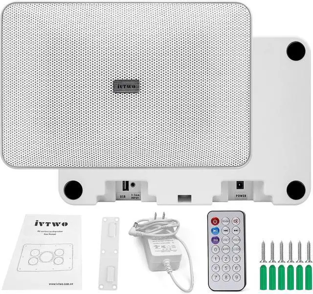 Alt view image 2 of 7 - Bluetooth Speaker White 60W, with AUX3.5mm/USB Port for PC and TV, Speaker Can be Hung on The Wall, Suitable for Small Stores (Pin:9898)