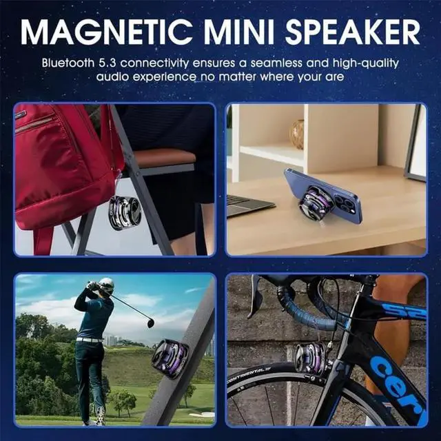 Alt view image 7 of 7 - MagVibe Speaker - MagVibe SoundPillar, Mini Magnetic Bluetooth Speaker, Portable Bluetooth Speaker with RGB Light, Ipx7 Waterproof Wireless Hi-Fi Sound for Camping, Party, Desk Decor (2PCS-AB)