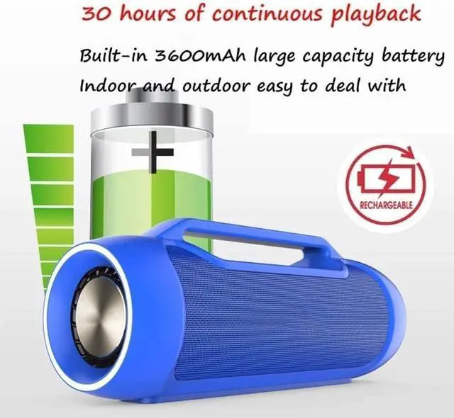 Alt view image 2 of 7 - Portable Bluetooth Speakers, Speaker Loud Stereo Sound, Floating Stereo Pairing Bluetooth 5.0 Built-in Mic for Outdoors Camping(Red)