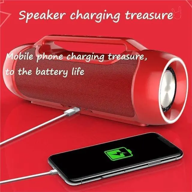 Alt view image 6 of 7 - Portable Bluetooth Speakers, Speaker Loud Stereo Sound, Floating Stereo Pairing Bluetooth 5.0 Built-in Mic for Outdoors Camping(Red)