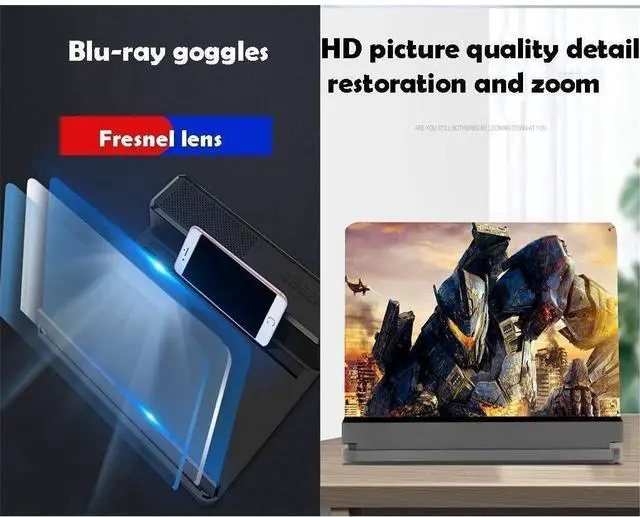 Alt view image 2 of 4 - 3D HD Blu-Ray Mobile Phone Screen Magnifier Projector, 16/20/26/32" Enlarger with Speaker & Bluetooth Remote Control, Foldable Portable Projector for Movies, Videos, Gaming  Universal Compatibility,