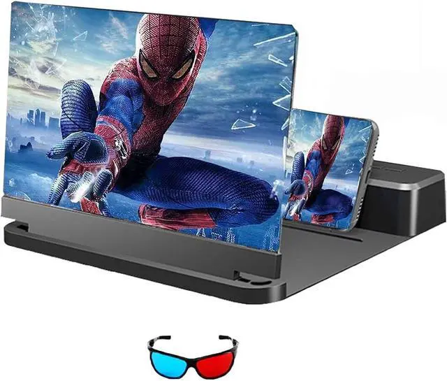 Main image of 3D HD Blu-Ray Mobile Phone Screen Magnifier Projector, 16/20/26/32" Enlarger with Speaker & Bluetooth Remote Control, Foldable Portable Projector for Movies, Videos, Gaming  Universal Compatibility,