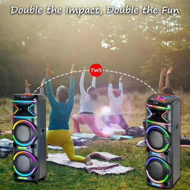 Alt view image 2 of 7 - AL-212 Wireless Bluetooth Speaker with LED Lighting - Portable Speaker with Dual 12'' of Blazing Power - High-Fidelity Sound - 10M(33ft) Wireless Range,for Home/Party/Outdoor,Gift