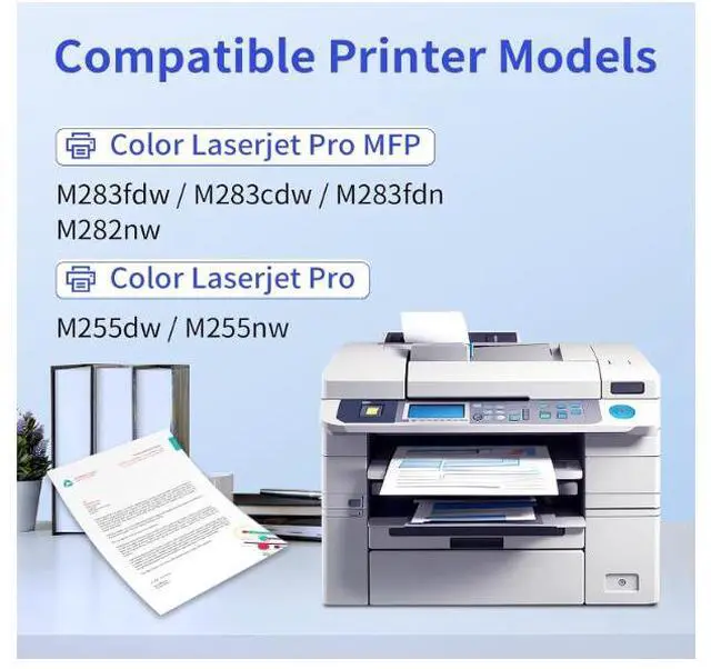 Alt view image 2 of 5 - 206X Toner Cartridge Set 4 Pack (with chip) Compatible Replacement for 206X HP Color Laserjet Pro M255dw M255nw MFP M283fdw M283fdn M283cdw M282nw M255 M283 Printer 206A W2110X W2111X W2112X W2113X