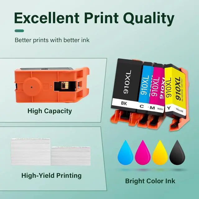 Alt view image 6 of 7 - 910XL 910 8015e Ink Cartridges Combo Pack: Replacement for HP 8025e 910 XL 910XL Black and Color 910XL/910 Multipack for OfficeJet Pro 8015e 8025e 8028e 8020 8035e 8034e 8020e 8025 8010 8028 Printer